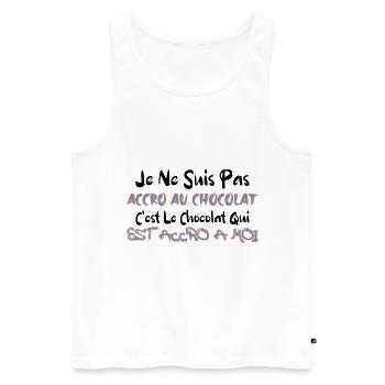 JE NE SUIS PAS ACCRO AU CHOCOLAT - Débardeur bio Premium Homme - blanc - Devant - AI Model Male 178 light (178cm)