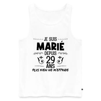 Nous sommes mariés depuis 29 ans, - Débardeur bio Premium Homme - blanc - Devant - Michal (187cm)