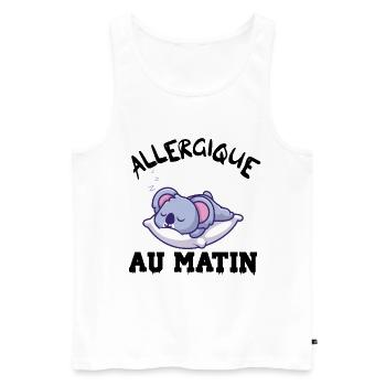 allergique au matin - Débardeur bio Premium Homme - blanc - Devant - Michal (187cm)