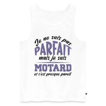 Je ne suis pas parfait mais je suis motard - Débardeur bio Premium Homme - blanc - Devant - Michal (187cm)