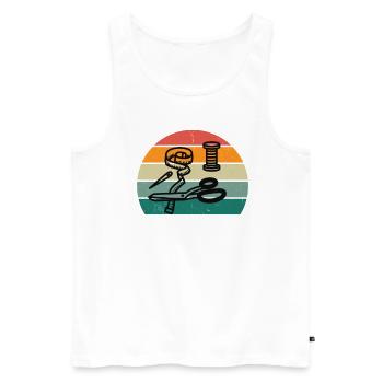 Näherin Näher Stricken Stricker Nadel Garn Faden - Männer Premium Bio Tank Top - Weiß - Vorne - Michal (187cm)
