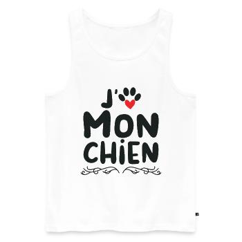 J aime mon chien - Débardeur bio Premium Homme - blanc - Devant - Michal (187cm)