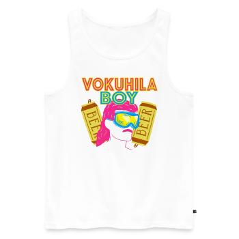 Vokuhila Perm Vokuhila Hairstyle Mustache - Men's Premium Organic Tank Top - white - Front - AI Model Male 178 light (178cm)