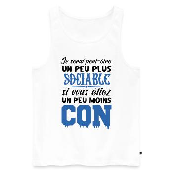 Je Serais Peut Être Un Peu Plus Sociable - Débardeur bio Premium Homme - blanc - Devant - Michal (187cm)