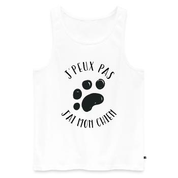 j'Peux pas j'ai mon chien - Débardeur bio Premium Homme - blanc - Devant - Michal (187cm)