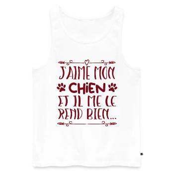 J aime mon chien - Débardeur bio Premium Homme - blanc - Devant - Michal (187cm)