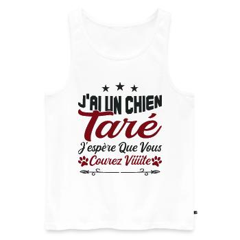 t-shirt j'ai un chien taré courez humour cadeau - Débardeur bio Premium Homme - blanc - Devant - Michal (187cm)