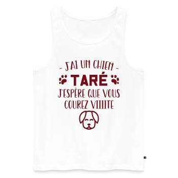 t-shirt j'ai un chien taré courez humour cadeau - Débardeur bio Premium Homme - blanc - Devant - Michal (187cm)