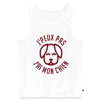 j'Peux pas j'ai mon chien - Débardeur bio Premium Homme - blanc - Devant - Michal (187cm)