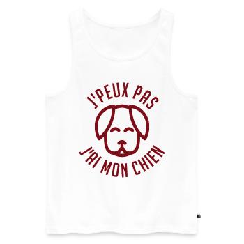 j'Peux pas j'ai mon chien - Débardeur bio Premium Homme - blanc - Devant - Michal (187cm)