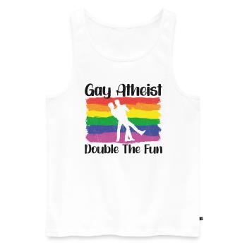 Gay LGBTQ Atheist Atheism Anti Religion Securalism - Männer Premium Bio Tank Top - Weiß - Vorne - AI Model Male 178 light (178cm)