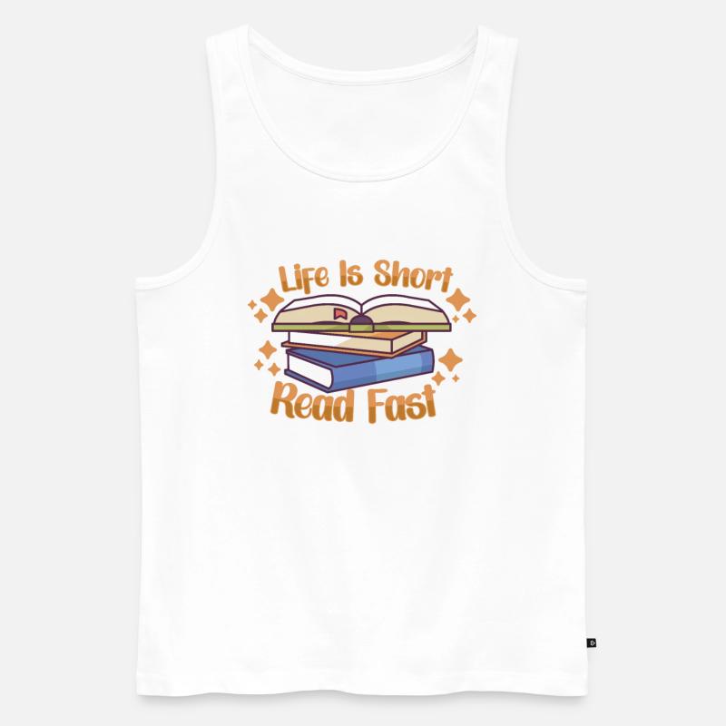 Buchleser Leseliteratur Bücherwurm Geschenkidee - Männer Premium Bio Tank Top - Weiß