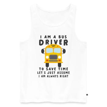 Funny School Bus Driver Appreciation anniversary - Men's Premium Organic Tank Top - white - Front - Michal (187cm)