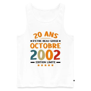 20 ans d'être beau gosse octobre 2002 Anniversaire - Débardeur bio Premium Homme - blanc - Devant - AI Model Male 178 light (178cm)