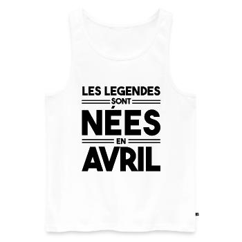 les légendes sont nées en avril - Débardeur bio Premium Homme - blanc - Devant - Michal (187cm)