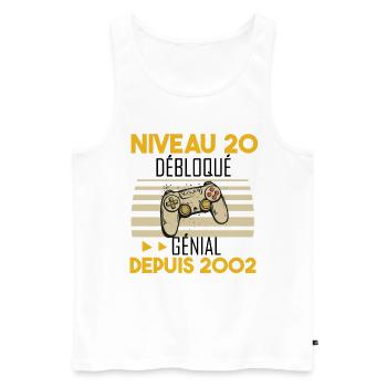 niveau 20 débloqué génial depuis 2002 - Débardeur bio Premium Homme - blanc - Devant - Michal (187cm)