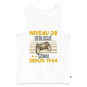 niveau 28 débloqué génial depuis 1994 - Débardeur bio Premium Homme - blanc - Devant - Michal (187cm)