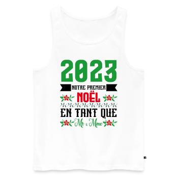 Notre premier Noël en tant que M. et Mme 2023 - Débardeur bio Premium Homme - blanc - Devant - Michal (187cm)