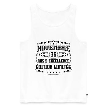 Novembre 36 Ans - idée cadeau Anniversaire - Débardeur bio Premium Homme - blanc - Devant - Michal (187cm)
