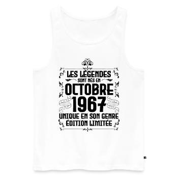 Les légendes sont nés en octobre 1967 Anniversaire - Débardeur bio Premium Homme - blanc - Devant - Michal (187cm)