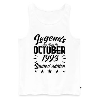 LEGENDS ARE BORN IN OCTOBER 1993 anniversary gift. - Débardeur bio Premium Homme - blanc - Devant - AI Model Male 178 light (178cm)