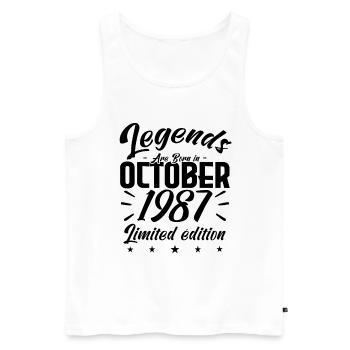 LEGENDS ARE BORN IN OCTOBER 1987 anniversary gift. - Men's Premium Organic Tank Top - white - Front - AI Model Male 178 light (178cm)
