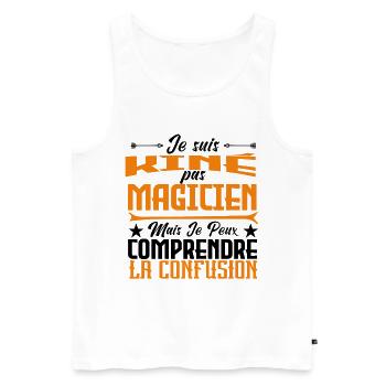 Je Suis Kiné Pas Magicien - Débardeur bio Premium Homme - blanc - Devant - Michal (187cm)