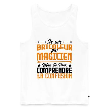 je suis Bricoleur pas magicien - Débardeur bio Premium Homme - blanc - Devant - Michal (187cm)