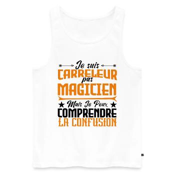 Je suis carreleur pas magicien - Débardeur bio Premium Homme - blanc - Devant - AI Model Male 178 light (178cm)