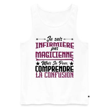 humour je suis infirmière pas magicienne - Débardeur bio Premium Homme - blanc - Devant - AI Model Male 178 light (178cm)