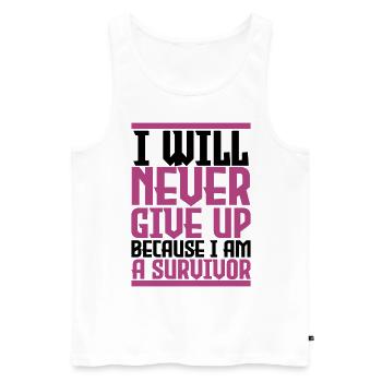 Breast cancer defeated "i am a survivor". - Men's Premium Organic Tank Top - white - Front - Michal (187cm)
