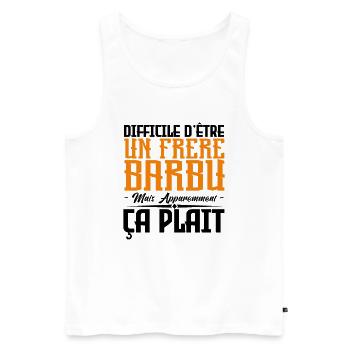 frère barbu, citations barbe, Idée cadeau frère. - Débardeur bio Premium Homme - blanc - Devant - Michal (187cm)