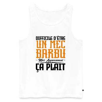 mec barbu, citations barbe, cadeau mec - Débardeur bio Premium Homme - blanc - Devant - Michal (187cm)