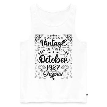 Vintage born in October 1987 - anniversary gift. - Men's Premium Organic Tank Top - white - Front - AI Model Male 178 light (178cm)