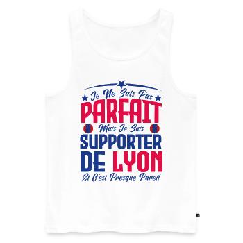 je ne suis pas parfait, supporteur de Lyon. - Débardeur bio Premium Homme - blanc - Devant - Michal (187cm)