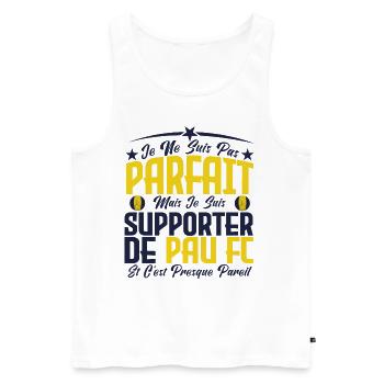 je ne suis pas parfait, supporteur de Pau Fc . - Débardeur bio Premium Homme - blanc - Devant - AI Model Male 178 light (178cm)