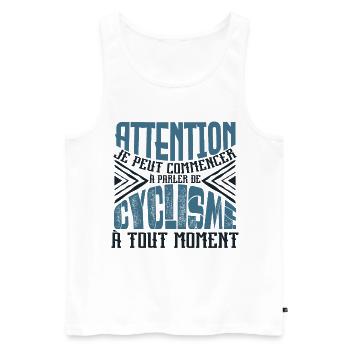 Avertissement, cyclisme à tout moment. - Débardeur bio Premium Homme - blanc - Devant - Michal (187cm)