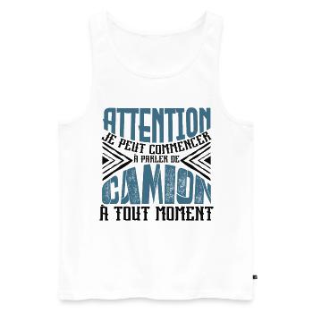 Avertissement, Camion à tout moment. - Débardeur bio Premium Homme - blanc - Devant - Michal (187cm)
