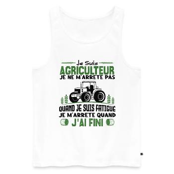 Je suis agriculteur je ne m'arrête pas agriculteur - Débardeur bio Premium Homme - blanc - Devant - Michal (187cm)