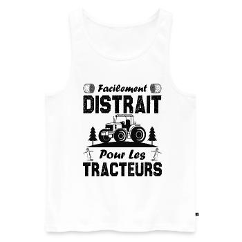 Facilement distrait. pour les tracteurs. - Débardeur bio Premium Homme - blanc - Devant - Michal (187cm)