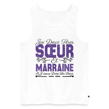 J'ai deux titres Sœur et Marraine Cadeau soeur . - Débardeur bio Premium Homme - blanc - Devant - AI Model Male 178 light (178cm)