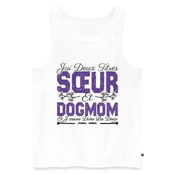 J'ai deux titres Sœur et Dogmom Cadeau soeur. - Débardeur bio Premium Homme - blanc - Devant - AI Model Male 178 light (178cm)