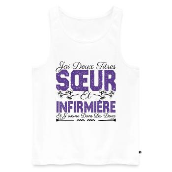 J'ai deux titres Sœur et Infirmière Cadeau soeur . - Débardeur bio Premium Homme - blanc - Devant - AI Model Male 178 light (178cm)