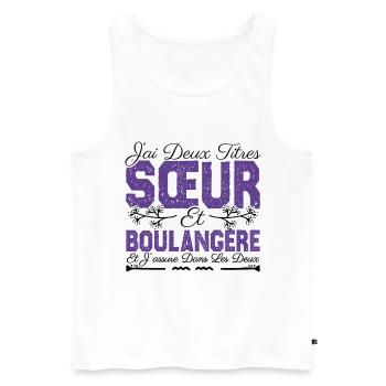 J'ai deux titres Sœur et Boulangère. Cadeau soeur. - Débardeur bio Premium Homme - blanc - Devant - AI Model Male 178 light (178cm)