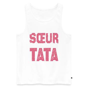 J'ai deux titres Sœur et tata. Cadeau soeur. - Débardeur bio Premium Homme - blanc - Devant - AI Model Male 178 light (178cm)