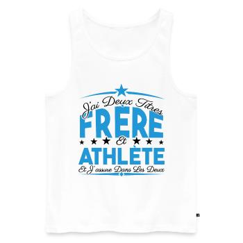 J'ai deux titres frère et Athlète. Cadeau frère. - Débardeur bio Premium Homme - blanc - Devant - Michal (187cm)