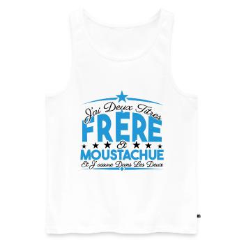 J'ai deux titres frère et Moustachue Cadeau frère. - Débardeur bio Premium Homme - blanc - Devant - Michal (187cm)
