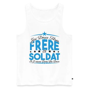 J'ai deux titres frère et Soldat. Cadeau. - Débardeur bio Premium Homme - blanc - Devant - Michal (187cm)