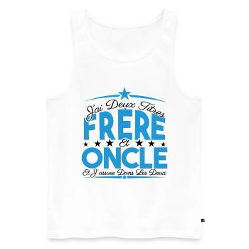 J'ai deux titres frère et Oncle. Cadeau frère. - Débardeur bio Premium Homme - blanc - Devant - Michal (187cm)