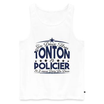 J'ai deux titres tonton et Policier Cadeau tonton. - Débardeur bio Premium Homme - blanc - Devant - Michal (187cm)